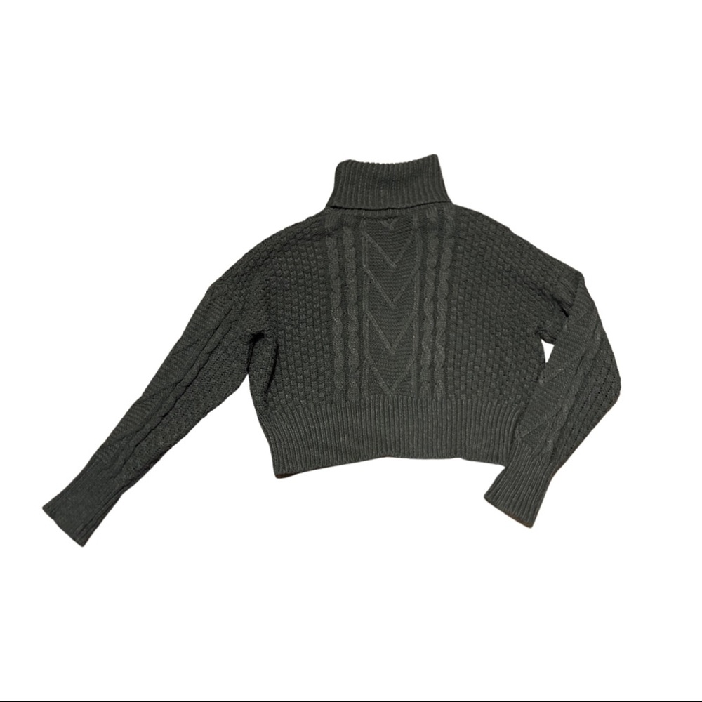 Gray Cropped Turtleneck Sweater Size Large New With Tags